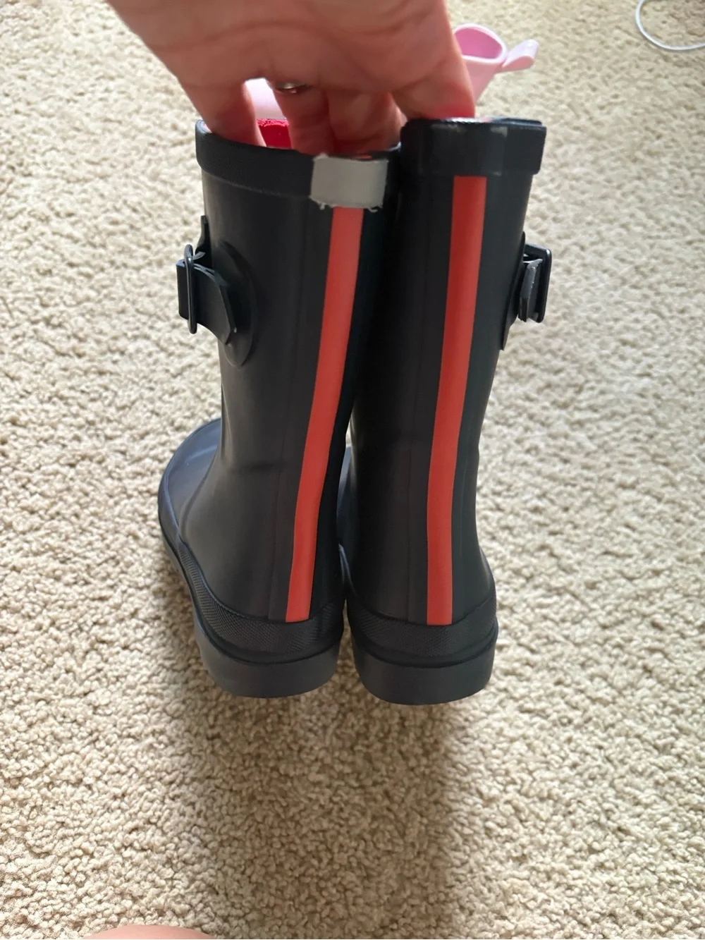 Joules Black Rain Boots with Bright Red Lining - Picture 4 of 4